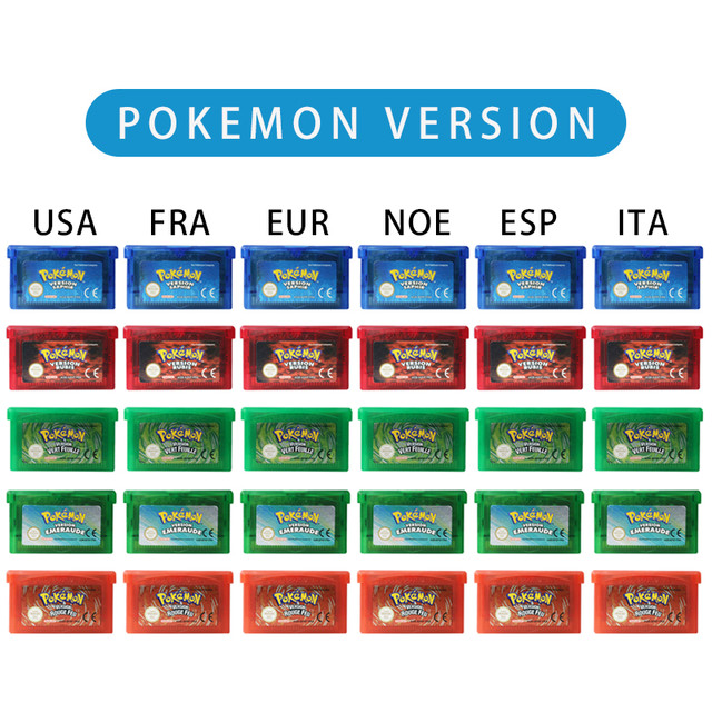 Pokemon 32bit Video Game Cartridge Console 5 Classic Game Card GBA